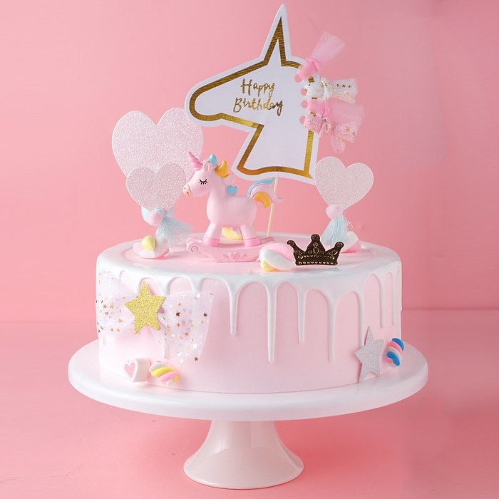 유니콘 케이크 모형 핑크 사진촬영 소품