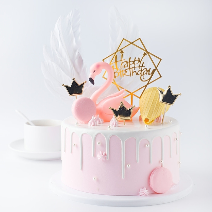 플라밍고 핑크 모형 케이크 사진촬영 소품