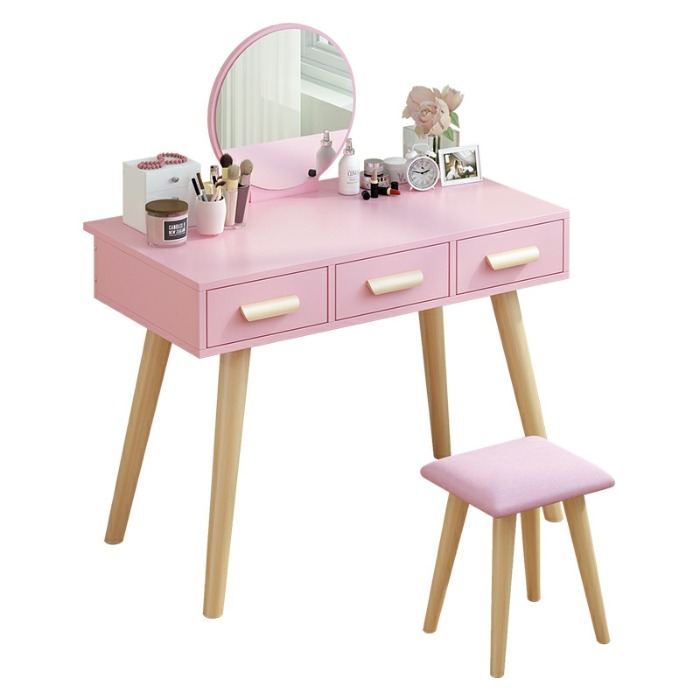 원목 화장대 테이블 거울 의자 세트 핑크 여아방 서랍